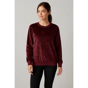 Gaiam Velour Pullover‎ Sweatshirt Women's M Burgundy Long Sleeve NWT